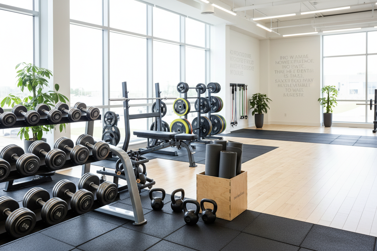 a image with gym equipments 